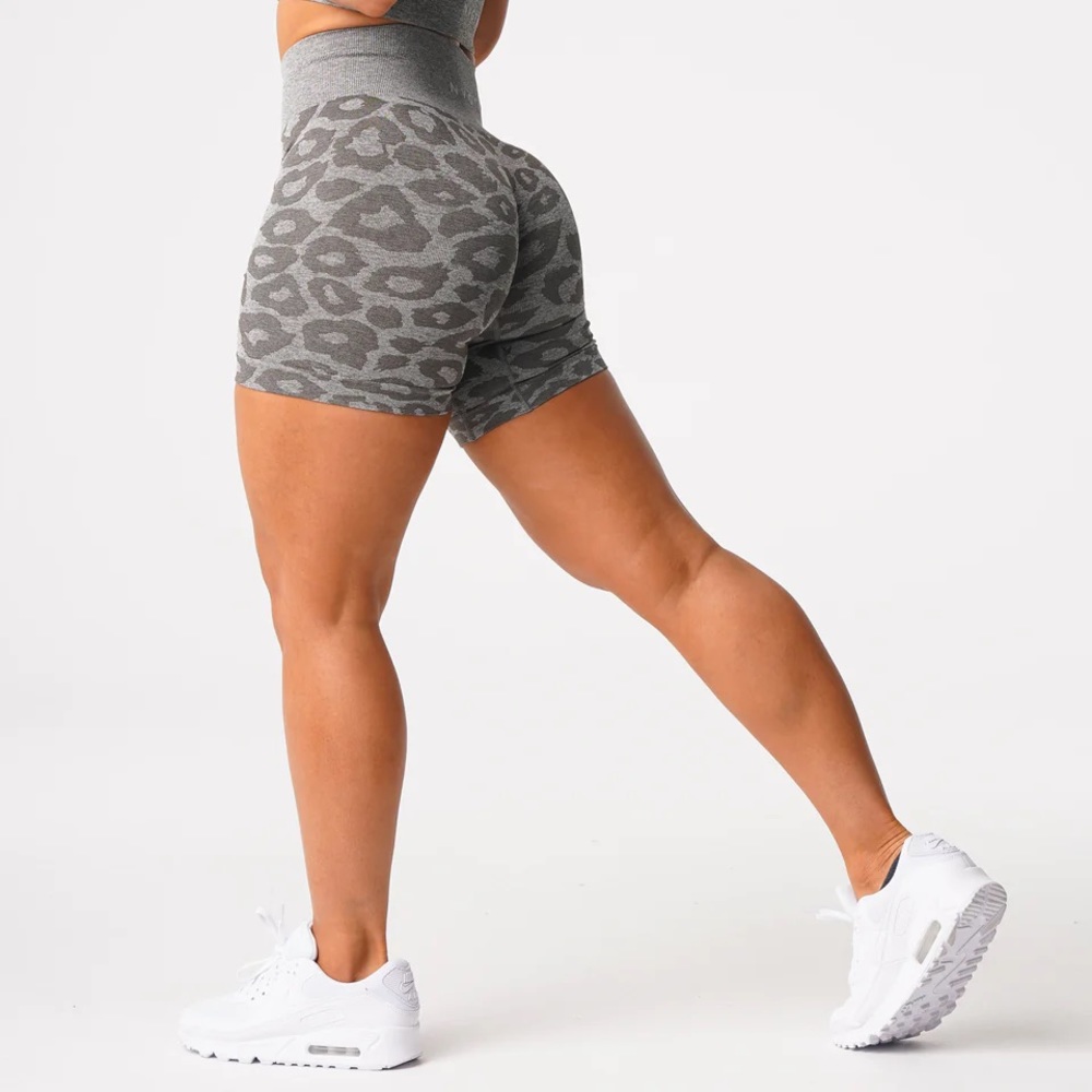 XS NVGTN Khaki Green Leopard Seamless Shorts